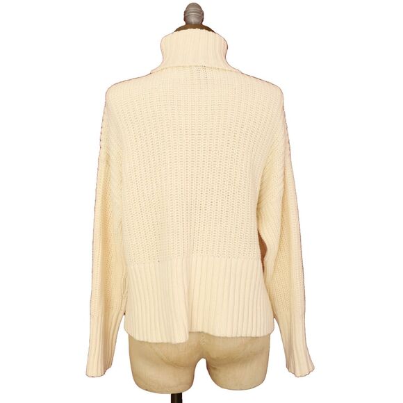 MADEWELL Wide Rib Turtleneck Sweater XXS Antique Cream Cableknit Pullover NWT B5 - Picture 4 of 6